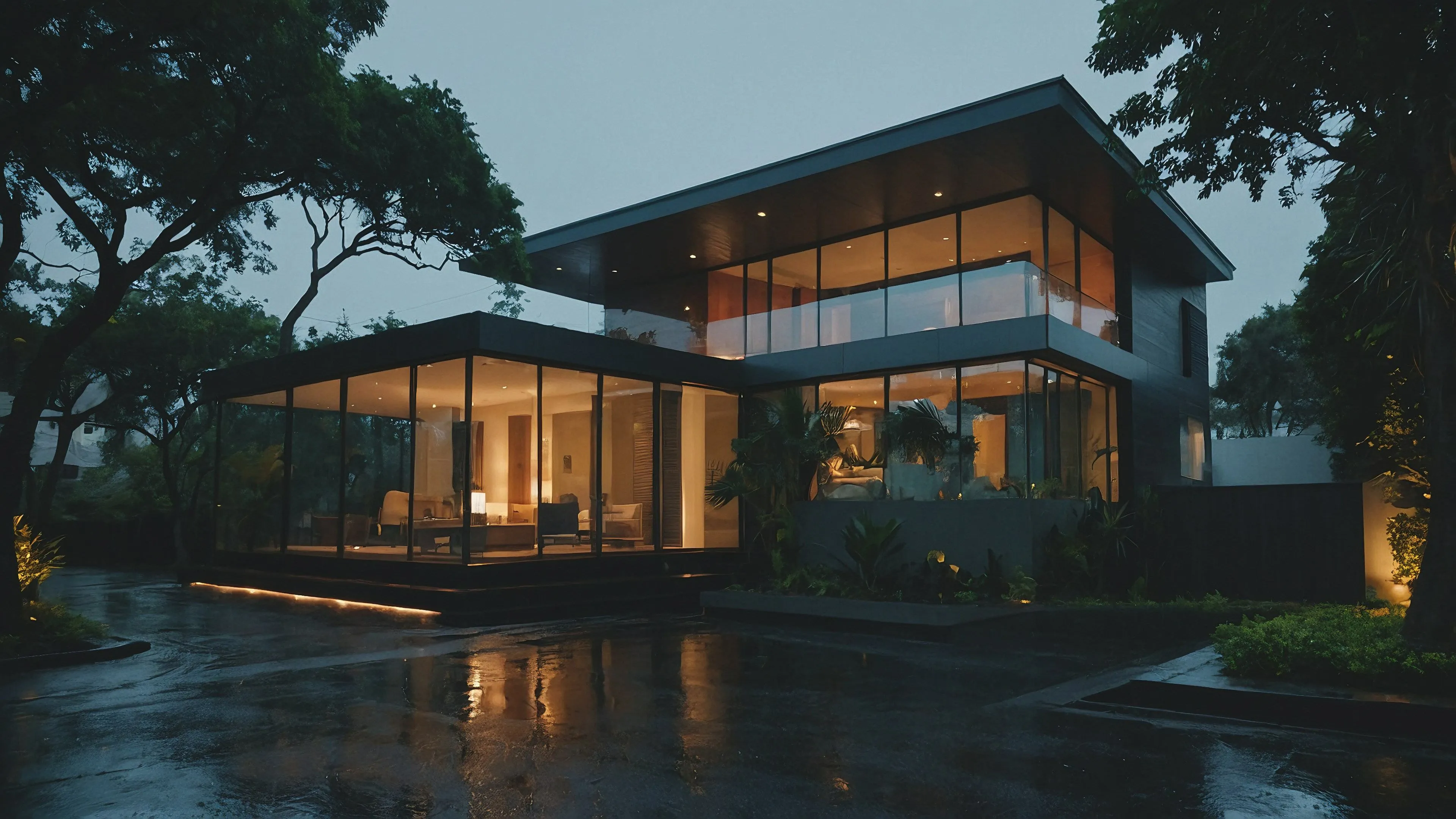 Teras Pavilion opening onto a tropical landscape